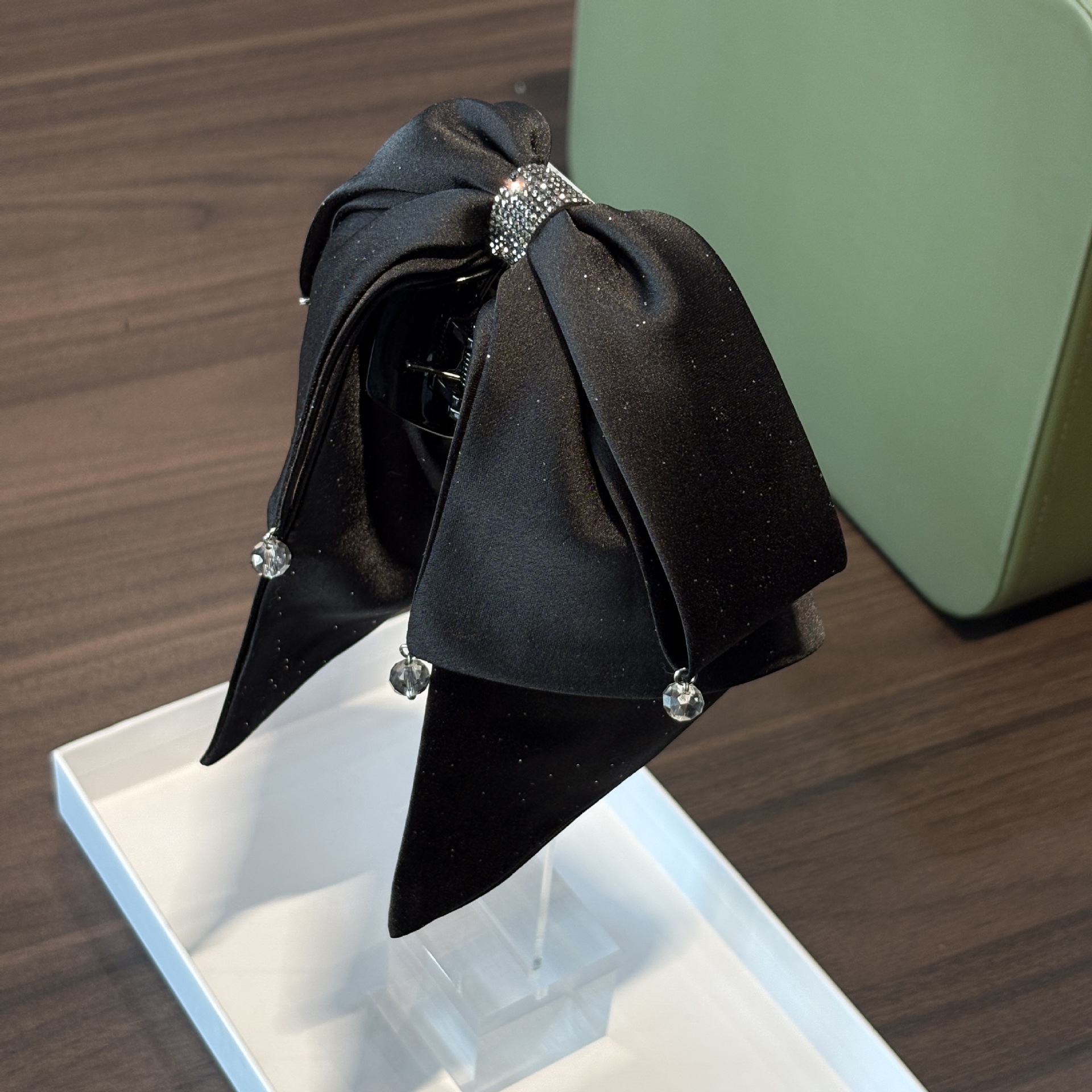 复古缎面蝴蝶结抓夹女感气质优雅低马尾夹后脑勺夹子头饰发夹