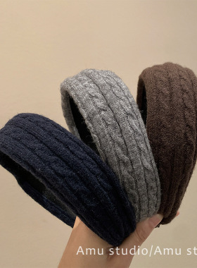 TKTK韩系秋冬毛线针织宽边发箍女气质高颅顶压发头箍日常百搭外出