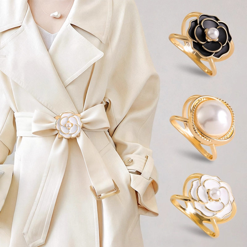 tktk2025新款腰扣大衣腰带打结扣多功能丝巾扣飘带蝴蝶结固定扣子