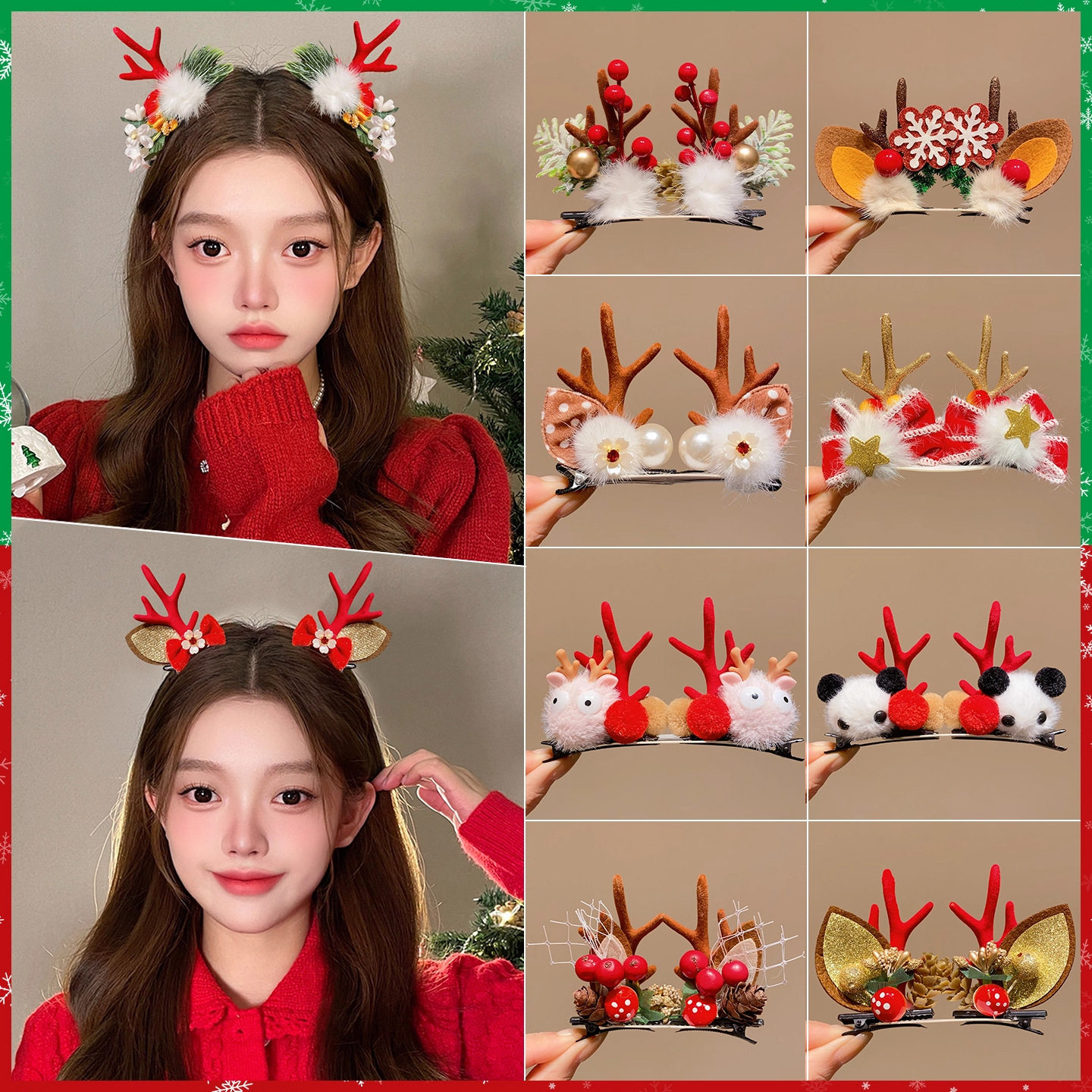 TKTK2025新款圣诞节头饰发夹可爱麋鹿装扮发饰儿童小鹿发卡配饰品