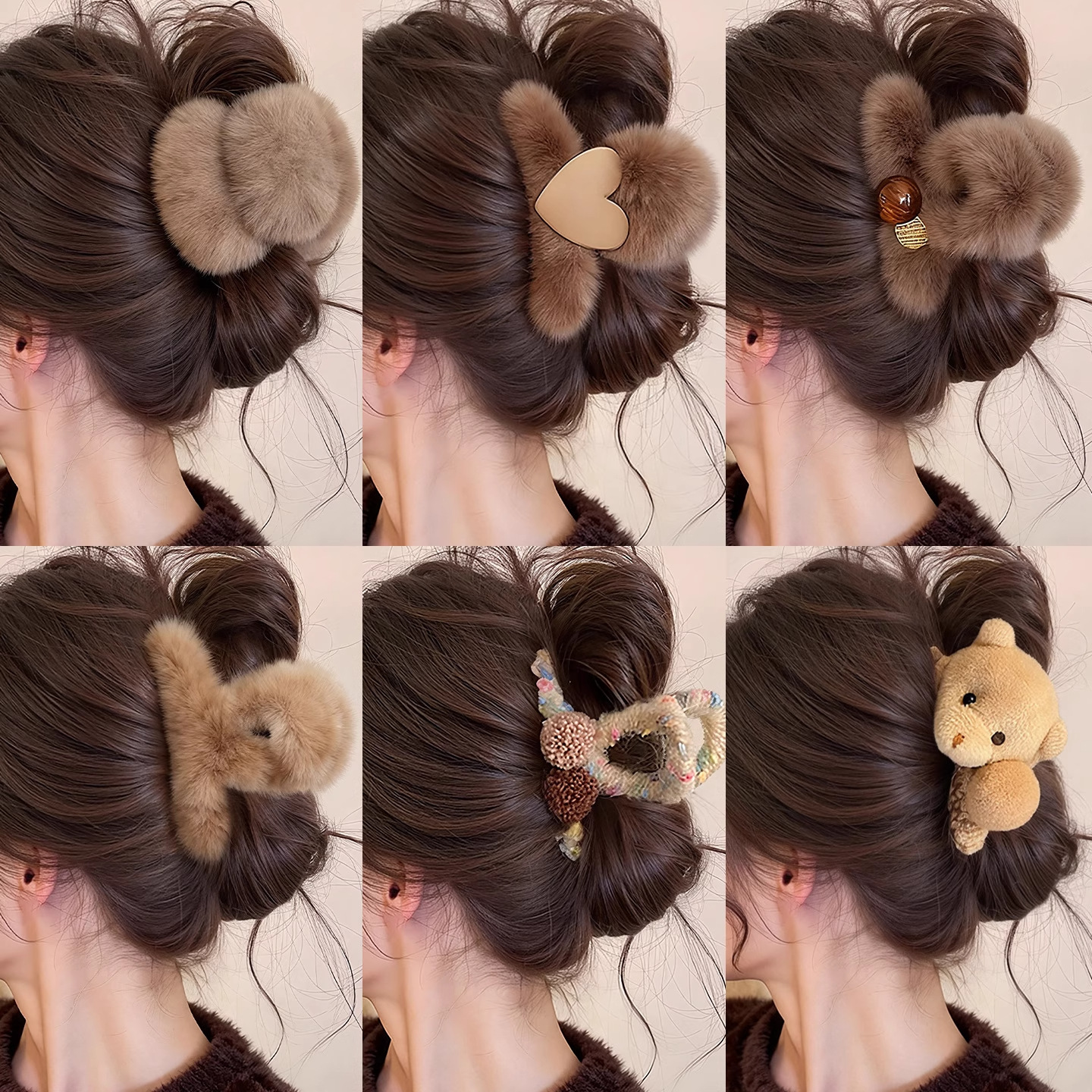 tktk秋冬毛绒抓夹女感2025新款后脑勺发夹大号鲨鱼夹夹子发卡头饰