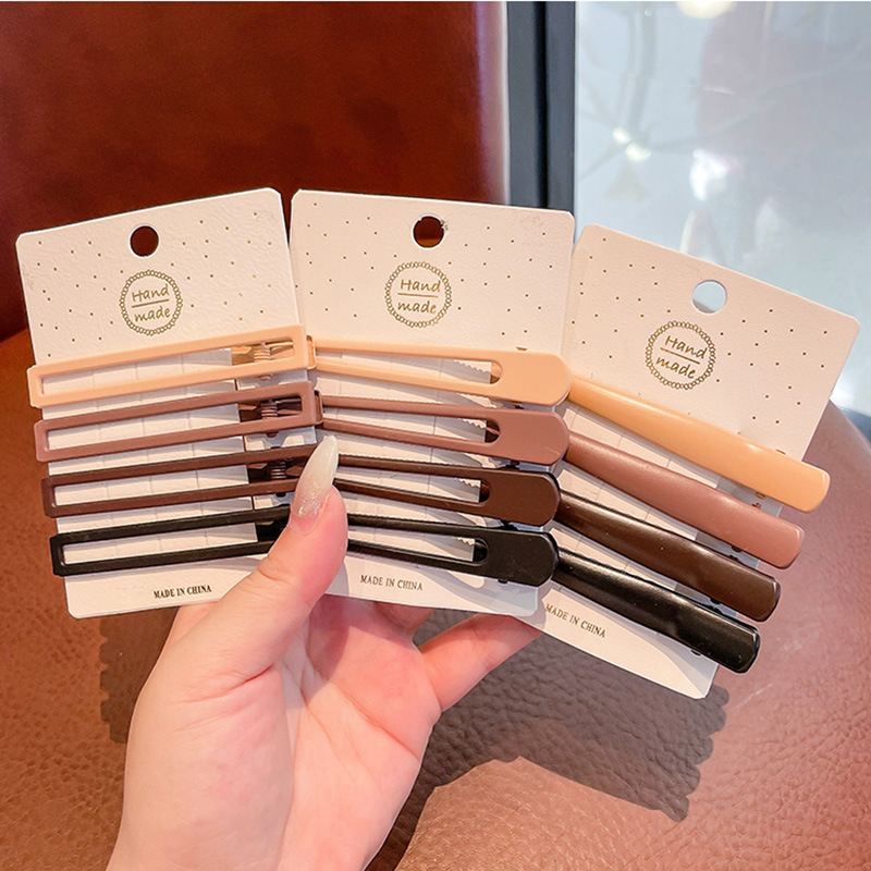 TKTK夏季简约咖色无痕鸭嘴夹女发卡碎发侧边bb夹刘海一字夹头饰