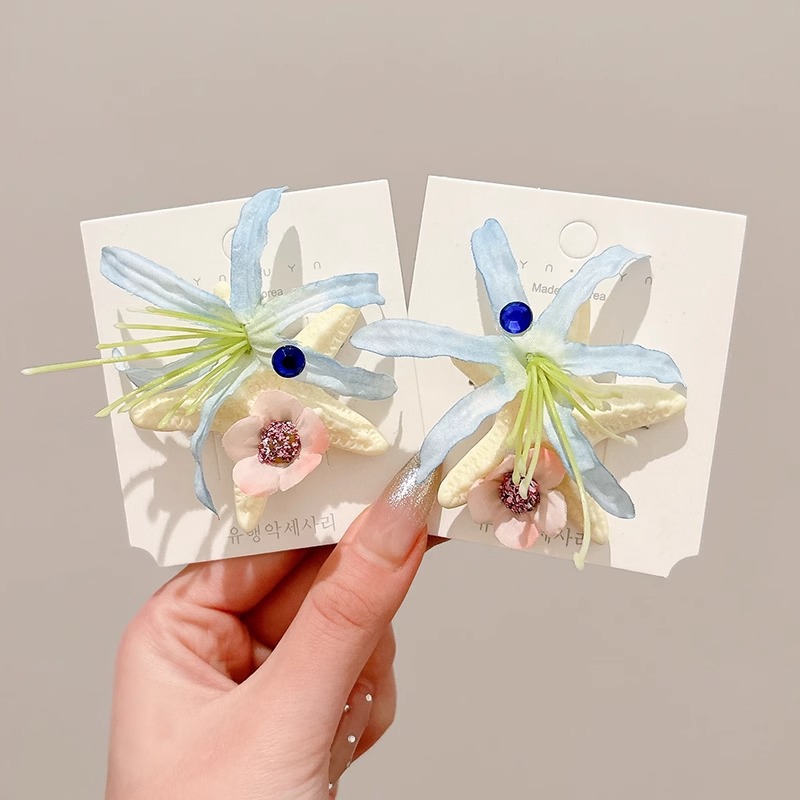 tktk精致海星花朵鲨鱼夹侧边发卡小众设计感后脑勺抓夹新款氛围