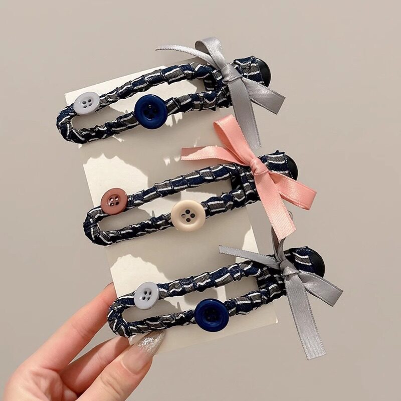 TKTK梦幻蝴蝶结蓝色鸭嘴发夹大号甜美盘发一字夹后脑勺抓夹女生