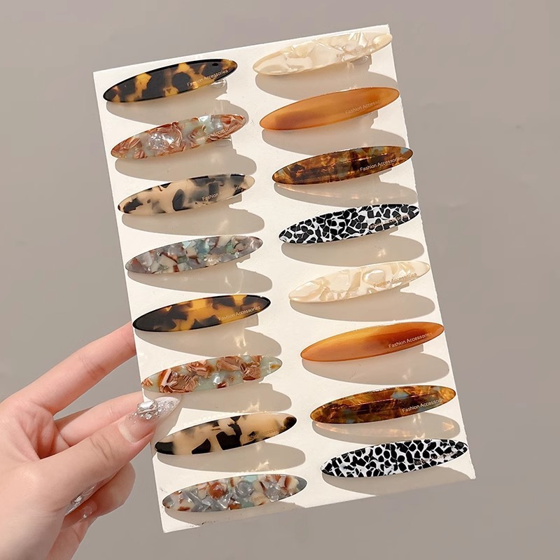 tktk复古风韩国醋酸椭圆发夹女前额侧边刘海碎发鸭嘴夹轻奢感