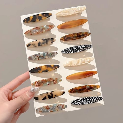 tktk复古风韩国醋酸椭圆发夹女前额侧边刘海碎发鸭嘴夹轻奢感