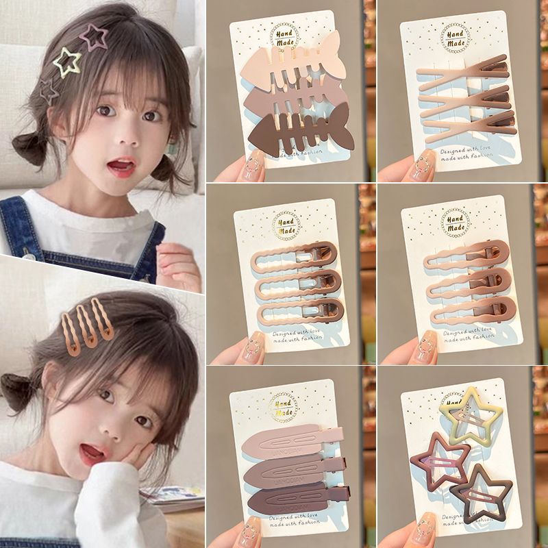 tktk2025新款简约感美拉德发卡女童侧边刘海夹前额百搭头饰