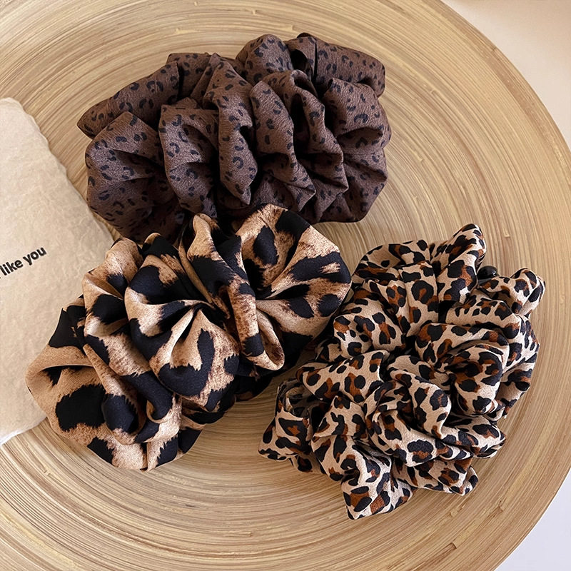 TKTK豹纹云朵泡泡褶皱香蕉夹女复古慵懒风后脑勺盘发扭扭夹高马尾