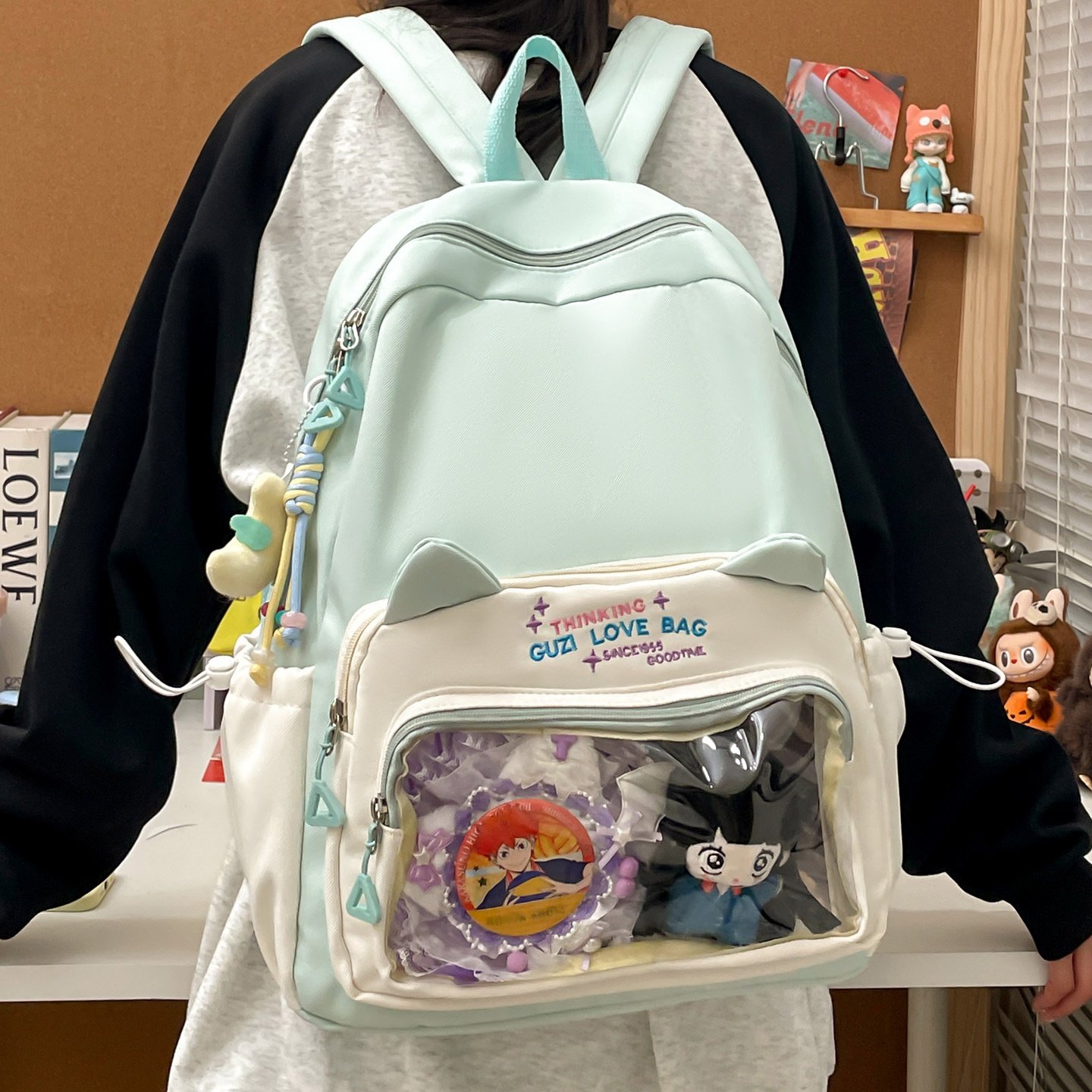 2026新款双肩痛包大容量二次元透明袋学院风可爱小学生书包旅行