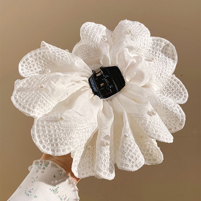 新款韩系蕾丝花边抓夹韩系慵懒时尚百搭马尾夹后脑勺发夹头饰夹子