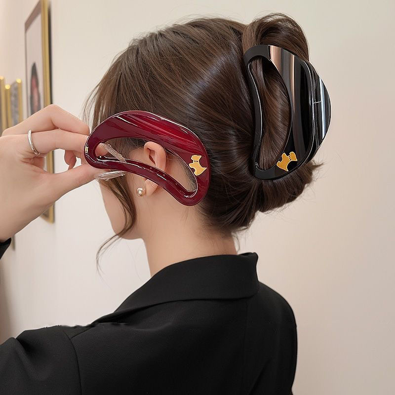 安可拉红头饰白百何同款红色月牙抓夹感大号发量多鲨鱼夹发卡