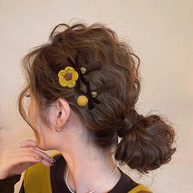 TKTK温柔花朵毛球蝴蝶结发夹女2025新款高端发卡前额碎发刘海夹