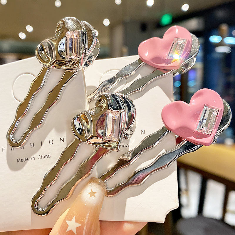 感五角星镶钻字母发夹亮银色爱心气质甜酷辣妹可爱ins鸭嘴夹