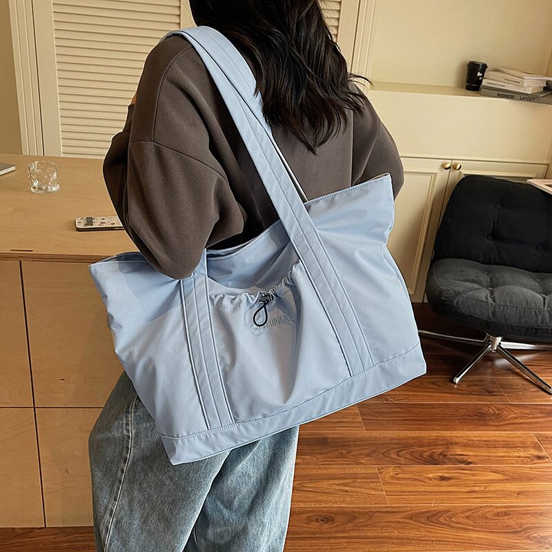 日韩跨境单肩包女百搭通勤上班上课斜挎包大容量托特包妈咪手提包