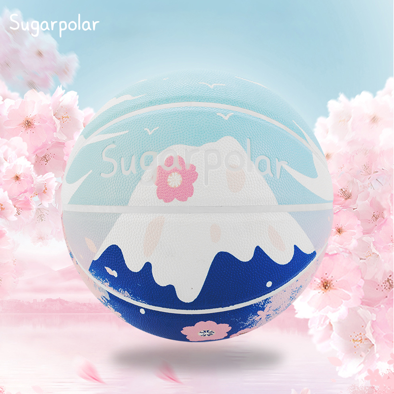 SUGARPOLAR粉色樱花雪山富士山女子篮球学生初中训练7号6号蓝球