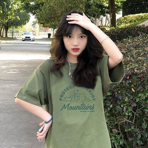 牛油果绿纯棉短袖t恤女夏