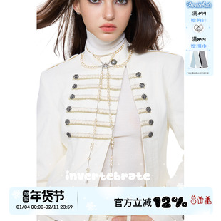 invertebrate 夹克女春秋短款修身灯芯绒外套宫廷风收腰铆钉排扣