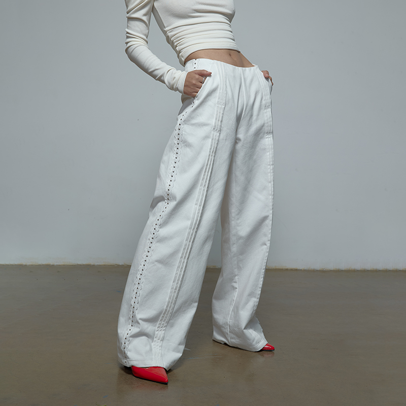 学院风阔腿简约直筒裤休闲裤