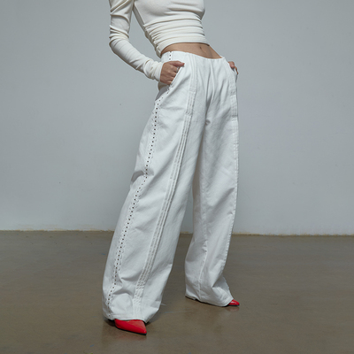 学院风阔腿简约直筒裤休闲裤