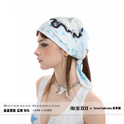 invertebrate无脊椎穿孔五角星多用头巾丝巾抹胸三角巾夏搭配方巾