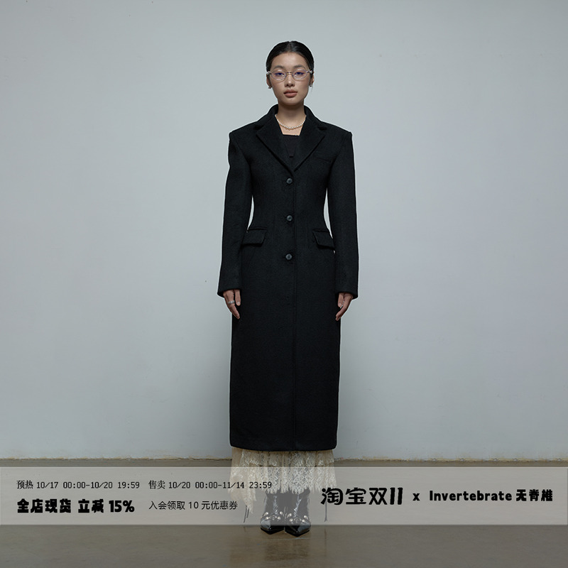 新款中长款收腰长款加厚毛呢大衣