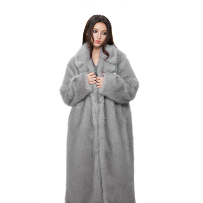 Invertebrate直毛环保皮草长款大衣女冬季加厚保暖外套过膝中长款