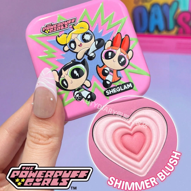 现货Sheglam 飞天小女警系列眼影盘腮红高光棒可爱显色好图片