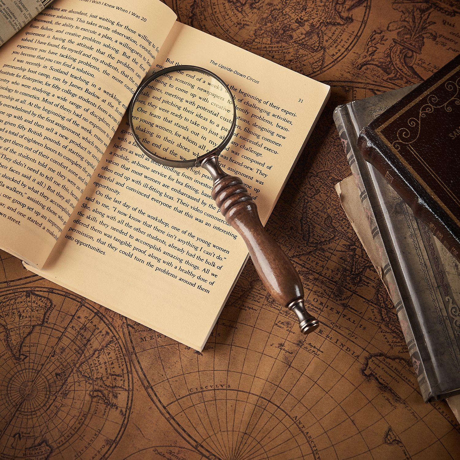 复古做旧实木手柄放大镜