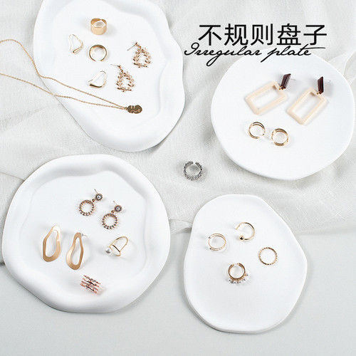 ins白色哑光网红饰品收纳盘美甲首饰展示托盘拍照道具摄影装饰摆