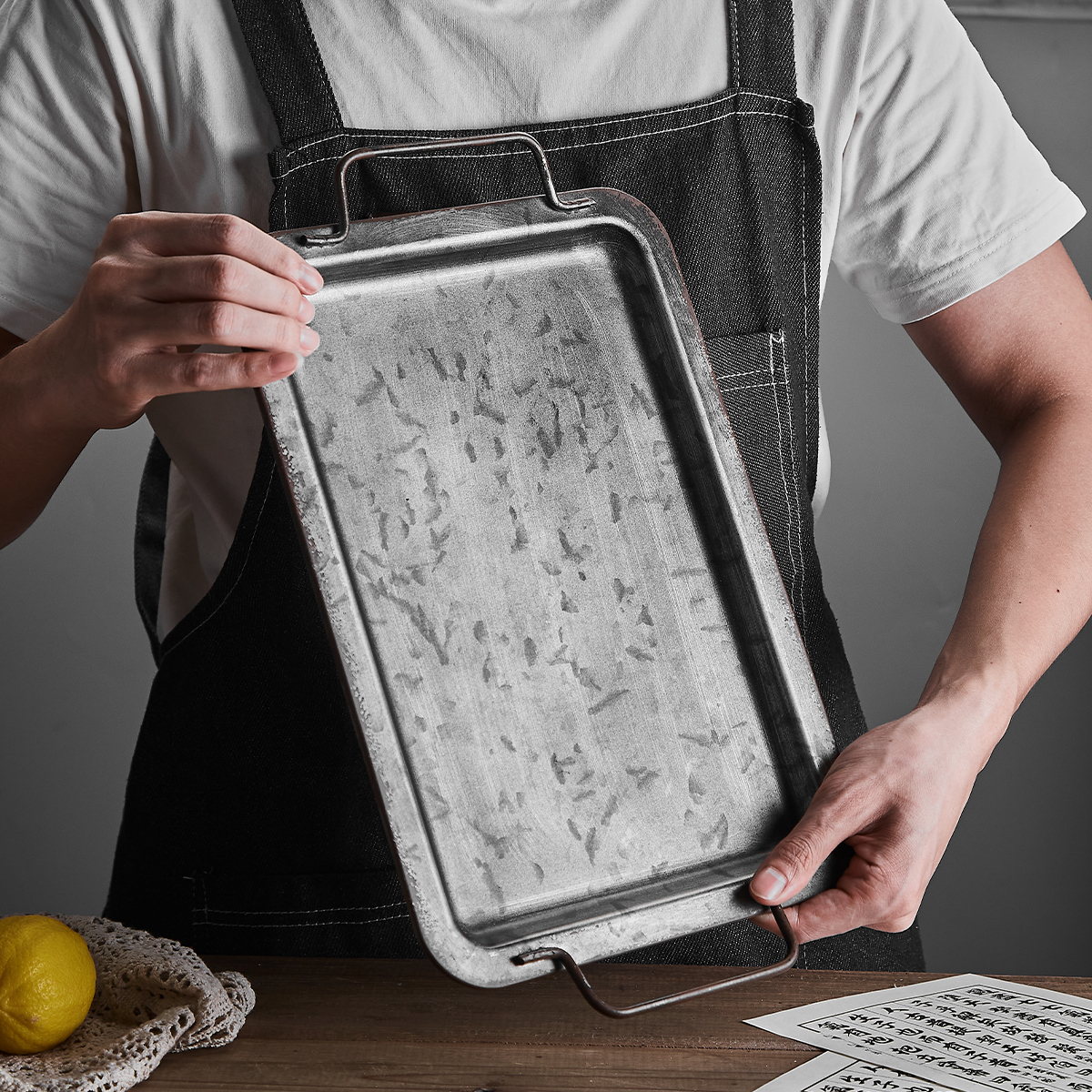 创意复古做旧铁盘拍摄道具