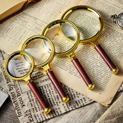 放大镜金属外框手持式高清光学便携式放大镜老人儿童学生阅读看报