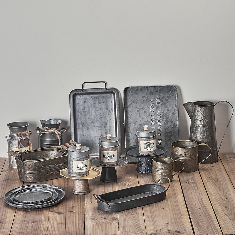 做旧铁皮复古手提桶花桶