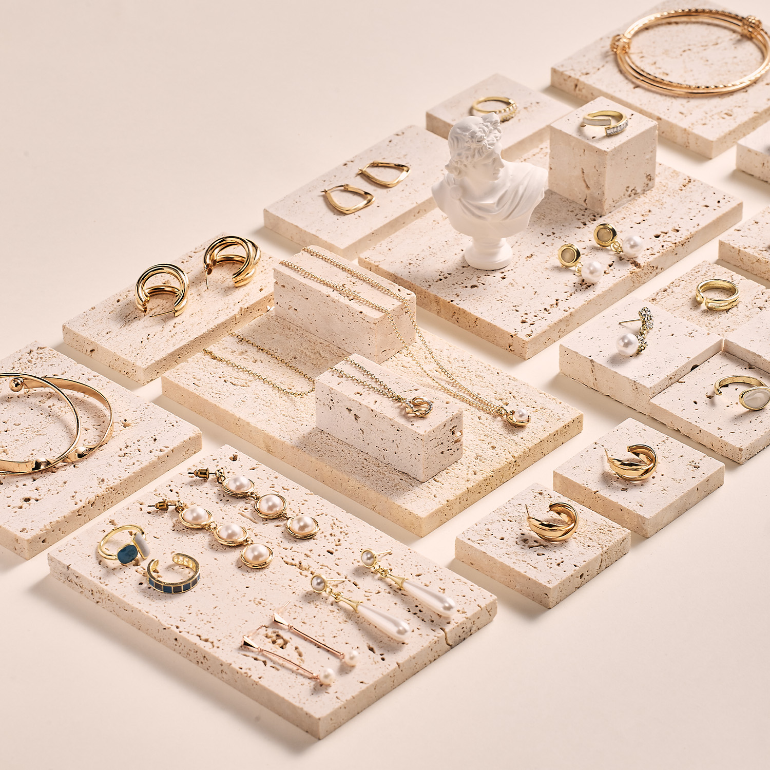 天然洞洞石首饰项链珠宝耳环