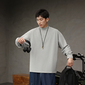 宽松休闲T恤打底衫 VR97纯色重磅半高领德绒卫衣男2024秋冬季 新款