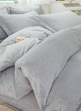 A类冬天双瑚面加厚牛奶绒被套单件纯色HUW珊法订莱短毛绒定被罩做