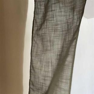 禅意中式半帘门帘隔断穿杆式免打孔日式半帘分片式灰黑仿麻侘寂风