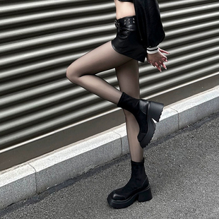 英伦马丁靴女增高弹力瘦瘦靴2023新款 中筒靴网红厚底短靴秋冬靴子