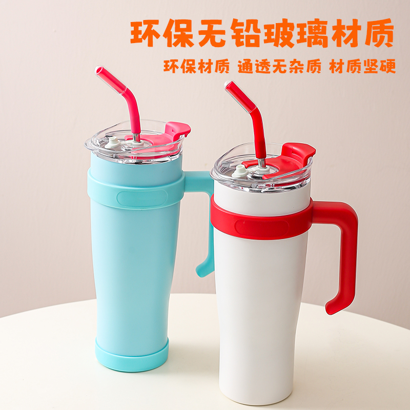 巨无霸冰霸杯玻璃吸管帽罩保护套大容量水杯玻璃防尘塞9-10mm