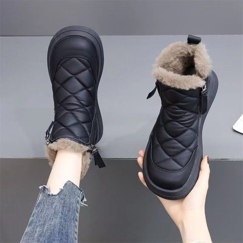 回力真皮平底雪地靴女2025