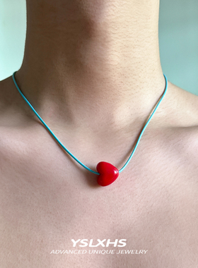 多巴胺可爱红色爱心项链