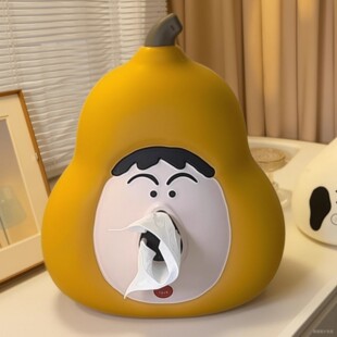 蜡笔小新阿呆纸巾盒可爱福禄葫芦桌面纸巾盒摆件卡通抽纸纸巾盒