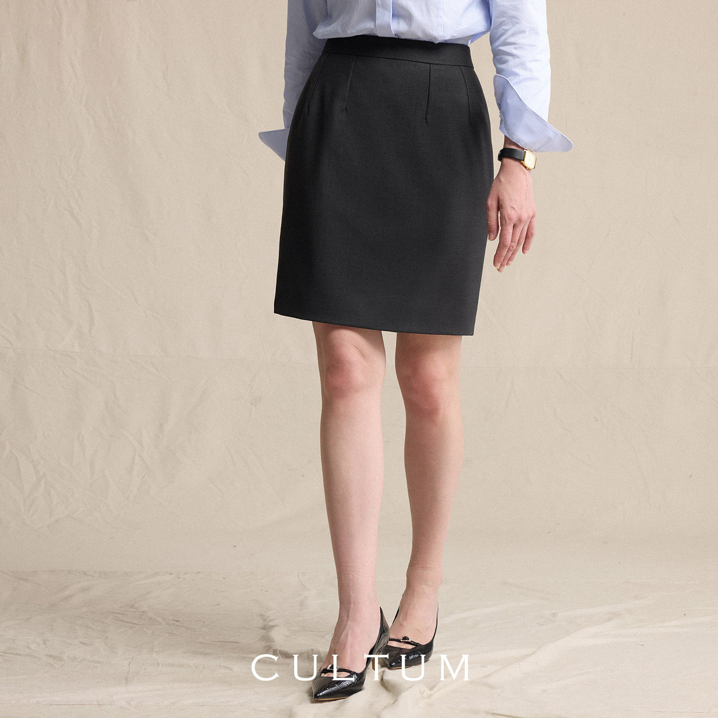 【美丽诺羊毛】CULTUM通勤直筒高腰包臀裙正装可机洗西装半身裙女