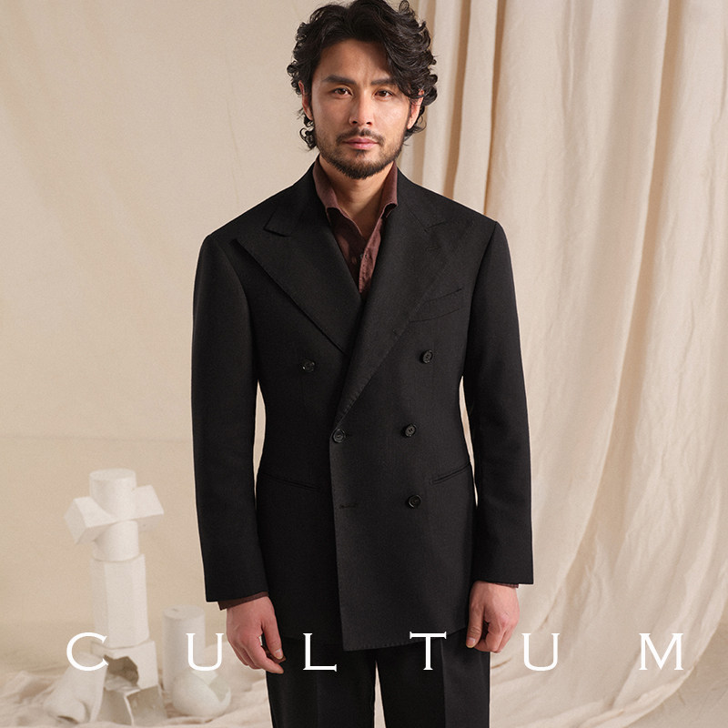 CULTUM【盔甲系列】西服套装戗驳领强捻亚麻混纺商务休闲西装
