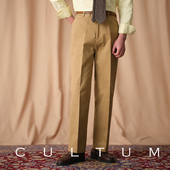 子男水洗纯棉高腰宽松卡其长裤 CULTUM经典 复古ivy风直筒休闲裤