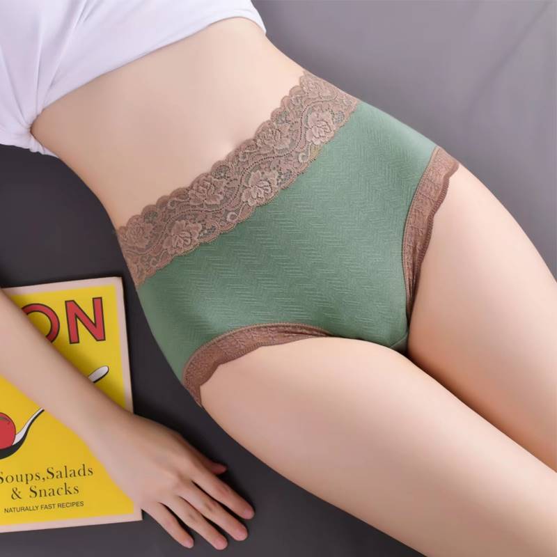 高腰内裤纯棉蕾丝女性感收腹收小肚子胖mm大码200斤夏季薄款短裤