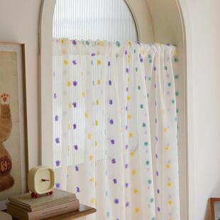 门帘女生卧室遮挡隔断帘帘半装饰帘免孔伸缩打杆ZBN厨纱房卫生间