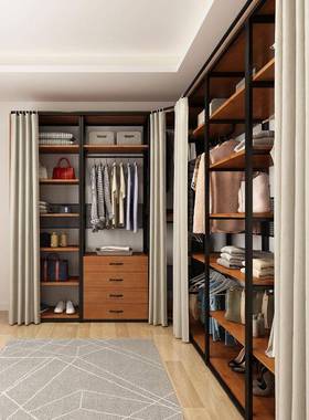 金衣步入式属衣帽间储物架卧柜室落铁地式衣架开80007放式衣柜储