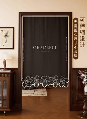 形门亚帘卧室客厅QJU彷麻遮挡布帘家异用厨房半卫生帘间免打孔隔