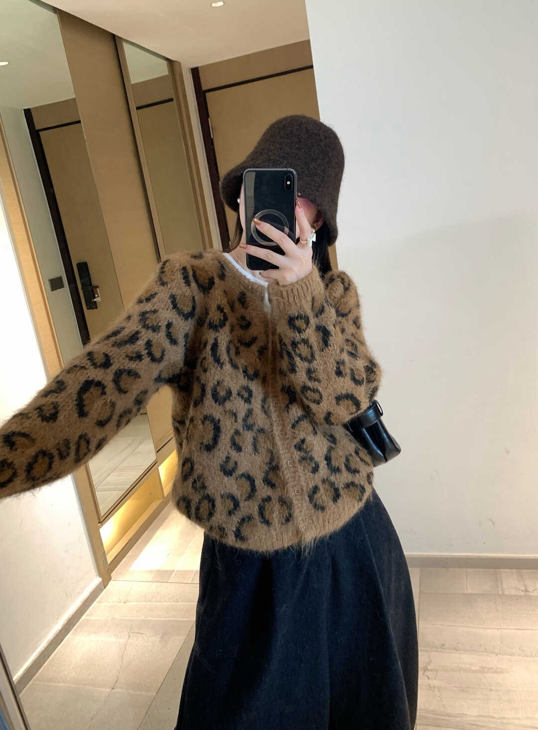 复古豹纹慵懒风高级感时尚设计针织毛衣开衫外套女秋冬季宽松上衣