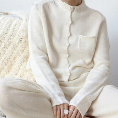 swaying简约立领开衫半裙套装